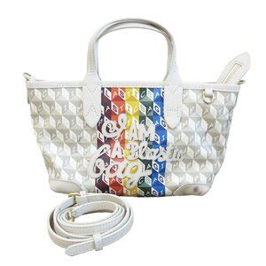 ANYA HINDMARCH Off White I AM A PLASTIC BAG 2-Way Canvas Mini Crossbody Tote Bag